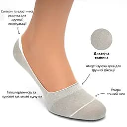 Безшовні дихаючі сліди з силіконом ORGANIC cotton JILL ANTONY 38-40 women's арт. 31001 39-41, Бавовна, Сірий - мініатюра 3