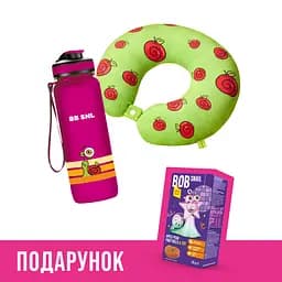 Набор путешественника: бутылка для воды BB SNL Little Fruit Lover 650 мл розовая + мягкая подушка для путешествий BB SNL Тревел Бади зеленая