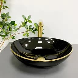 Умивальник VBI Parma black gold Edge накладний VBI-011012, Золотий - мініатюра 2