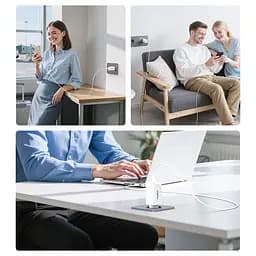 Мережевий зарядний пристрій Choetech PD9006 PD65W GAN USB-A+2xUSB-C White (43-00171) - мініатюра 8