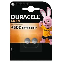 Батарейка Duracell LR44 1.5V спеціалізована лужна типу таблетка, 76A/A76/V13GA, 2шт. в упаковці (5000394504424 / 5007795)