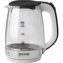 Электрочайник Gorenje 1.7 л, 2,200 Вт, strix контроль, стекло, белый