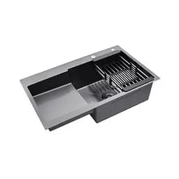Кухонна мийка Kroner KRP Schwarze - 7848RHM PVD (3,0/1,0 мм) CV030024, Чорний - мініатюра 5
