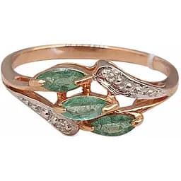 Золотое кольцо с бриллиантами и изумрудом. RE70016K 17