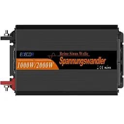 Инвертор преобразователь напряжения Edecoa Spannungswandler 12-230V 1000W / 2000W чистый синус (две розетки)
