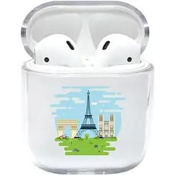 Прозорий силіконовий чохол Apple AirPods - Ейфелева Вежа (KAP1146)