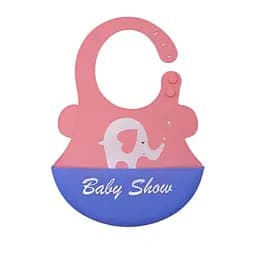 Силіконовий слинявчик з кишенею Kiddy Baby show слоник Рожевий
