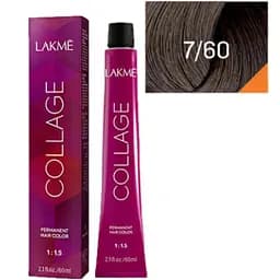 Перманентная краска для волос Lakme Collage Creme Hair Color оттенок 7/60 (каштановый средний блондин) 60 мл