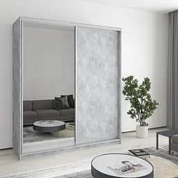 Шкаф-купе двухдверный MebelStar Комбо AL ДСП/Зеркало 180x60x210 см Бетон (MBS-2765)