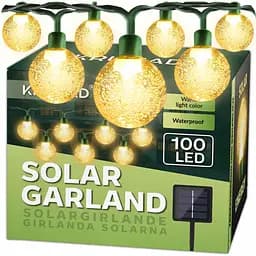 Гірлянда сонячна садова Sun Lamp Krumad 100 LED 14 м IP65 водонепроникна 8 режимів світіння для саду, балкону, тераси
