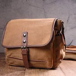 Функціональна чоловіча сумка з клапаном із текстилю 21249 Vintage коричнева - мініатюра 8