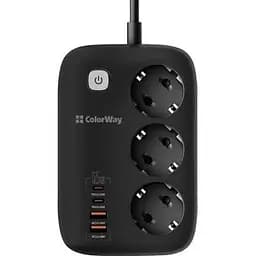 Мережевий фільтр живлення ColorWay (CW-CHE34PDB) 3 роз/4USB GaN3 Pro (CW-CHE34PDB)