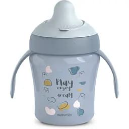 Чашка с носиком Suavinex Bear Family +6 месяцев 200 мл голубая (402641)