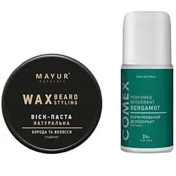 Уценка. Мужской подарочный набор №61: Воск-паста для бороды Mayur 50 мл + Дезодорант Comex Бергамот 50 мл