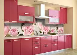 Кухонний фартух самоклеючий Бутони Рожеві Троянди для кухні ПВХ наклейка квіти 60х250 см Happy Pocket Z180589 - мініатюра 2