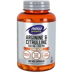 Аминокислота Now Sports Arginine and Citrulline 120 вегакапсул