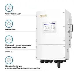 Гібридний трифазний інвертор 12kW Solis S6-EH3P12K-L 48V WiFi 2 MPPT (42-00191) - мініатюра 4