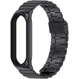 Ремешок MiJobs для фитнес-браслета Xiaomi Mi Band 7 металлический с застежкой черный