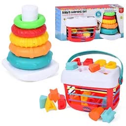 Дитячий розвиваючий "Сортер-пірамідка 2 в 1" Bambi PL201C-PLC200