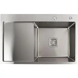 Кухонна мийка Platinum Handmade 78x50B R нержавійка (два отвори ,квадратний сифон 3.0/1.0)