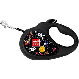 Уцінка. Повідець-рулетка для собак Waudog R-leash Nasa, світловідбиваючий, S, до 15 кг, 5 м, чорний - мініатюра 3