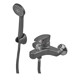 Змішувач для ванни Plamix Cezar-009 Euro SET (зі шлангом лійкою та кронштейном) graphite PM0694 Графіт