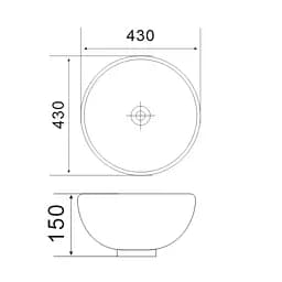 Умивальник накладний Mixxus Premium Ellipse-0205 430x430x175 мм з переливом MP6530, Білий - мініатюра 3