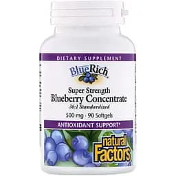 Концентрат чорниці Natural Factors BlueRich Super Strength 500 мг 90 капсул