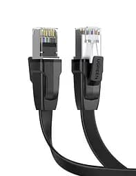 Патч корд UGREEN сетевой кабель 40 Гбит\с 2000 МГц Ethernet RJ45 Cat 8 плоский 1М Black (NW134)