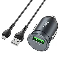 Автомобильное зарядное устройство Hoco Z43 Mighty single port QC3.0 car charger set ( Micro ) Черный