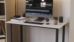 Стіл письмовий Кнап 2 Ferrum-decor 750x1400x700 Чорний метал ДСП Білий 16 мм (FRD-106426) - мініатюра 2