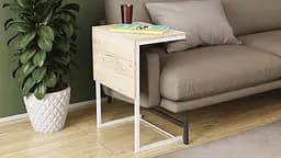 Стіл журнальний приставний Террі Комбо 345x662x440 Білий метал ДСП Дуб Сан-Марино 16мм FRD-105144