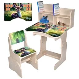 Дитяча парта Bambi N 2071-3-2 Оленя з таблицею множення та стільчиком світлий венге