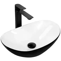 Умивальник Rea Royal mini black white накладний REA-U0538, Чорний матовий