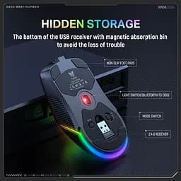 Комп'ютерна мишка Onikuma ігрова CW-98 Pro бездротова 12000 DPI RGB підсвітка 3 режими підключення для ПК ноутбука - мініатюра 10