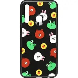 Чохол-накладка Toto Cartoon Print Glass Case HuAwei P Smart+ 2019 Line friends Black