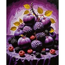 Картина по номерам Strateg Сливовой натюрморт с ягодами на черном фоне 40 х 50 см (AH1315-16)