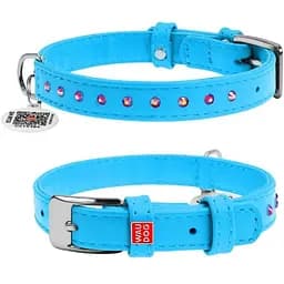 Ошейник для собак Waudog Glamour кожаный с QR паспортом, с клеевыми стразами, XS, Ш 12 мм, Дл 21-29 см (4820082499068)