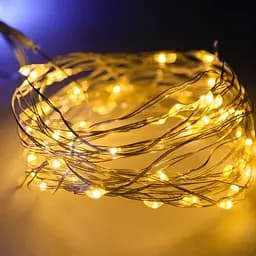 Гірлянда Роса Нитка 100 LED на батарейках 10 м Тепло білий - мініатюра 4