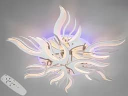 Люстра стельова з пультом, димером і LED підсвічуванням, 165 Вт, хром