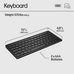 Клавіатура мембранна 350 Compact Multi-Device, 78key, BT, EN/UK, чорний HP teh0013842 - мініатюра 9
