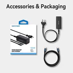 Мережевий зарядний пристрій Vention 4-Port USB GaN Charger 2x100W/2x18W Black (FBSBG-EU) - мініатюра 6