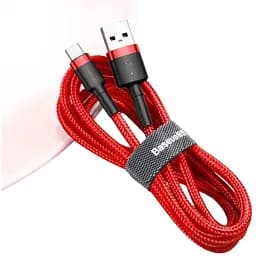 Кабель плетеный усиленный Baseus Cafule Type-C 2 м красный (CATKLF-C09)