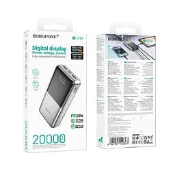 Портативний ЗП Power Bank BOROFONE BJ75A Foinse 22.5W+PD20W with display 20000 mAh Silver - мініатюра 6