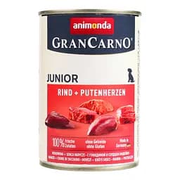 Вологий беззерновий корм для собак Animonda GranCarno Junior Beef + Turkey hearts, з яловичиною та індичкою, 400 г - мініатюра 2