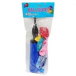 Воздушные шарики "Happy Birthday" MK 5482(Blue) 12 дюймов, 10 штук, 7 цветов, насос 27 см