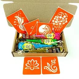 Набор цветной хны с трафаретами для био-тату №3 v2 Fresh Tattoo color-henna-set-03 v2