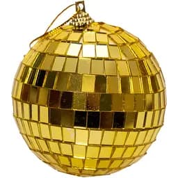 Ялинкова іграшка - куля "ДИСКО" Linhai 8 см дзеркальна золотистий пластик (891909)