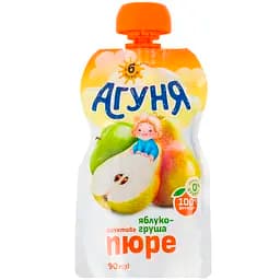 Упаковка фруктового пюре Агуня Яблуко-груша 900 г (90 г x 10 шт.) - мініатюра 2