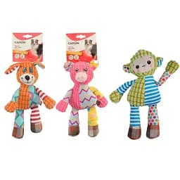 Игрушка для собак Camon кролик, поросенок и обезьяна плюшевые с пищалкой и шорохом в ассортименте 28 см (AH4180)